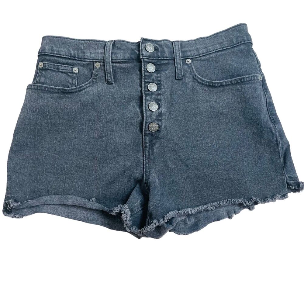 Madewell Faded Black Frayed Jean Shorts Size 30